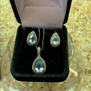 Vintage Sky Blue Topaz Necklace and Earring Set